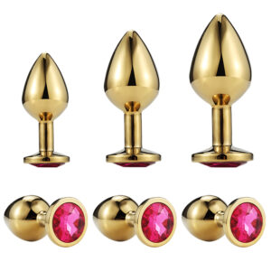 Golden Butt Plug Anal Sex toys with Jewel Golden Large Size