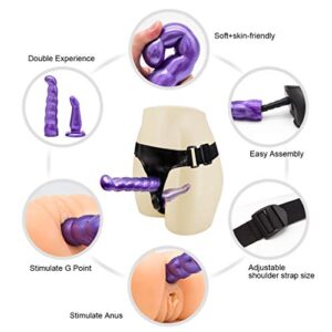 A Purple Sex Toy Penis Strap On Penis Double Dongs StrapOn Sex Toy Sex Product for Couples