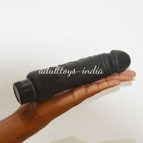 Black Silicone Girthy Realistic Dildo Vibrator 8 Inch