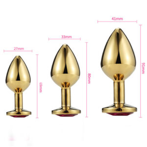 Golden Butt Plug Anal Sex toys with Jewel Golden Large Size