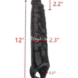 12 Inches Negro Penis Black Big Size Penis extender sleeve For men