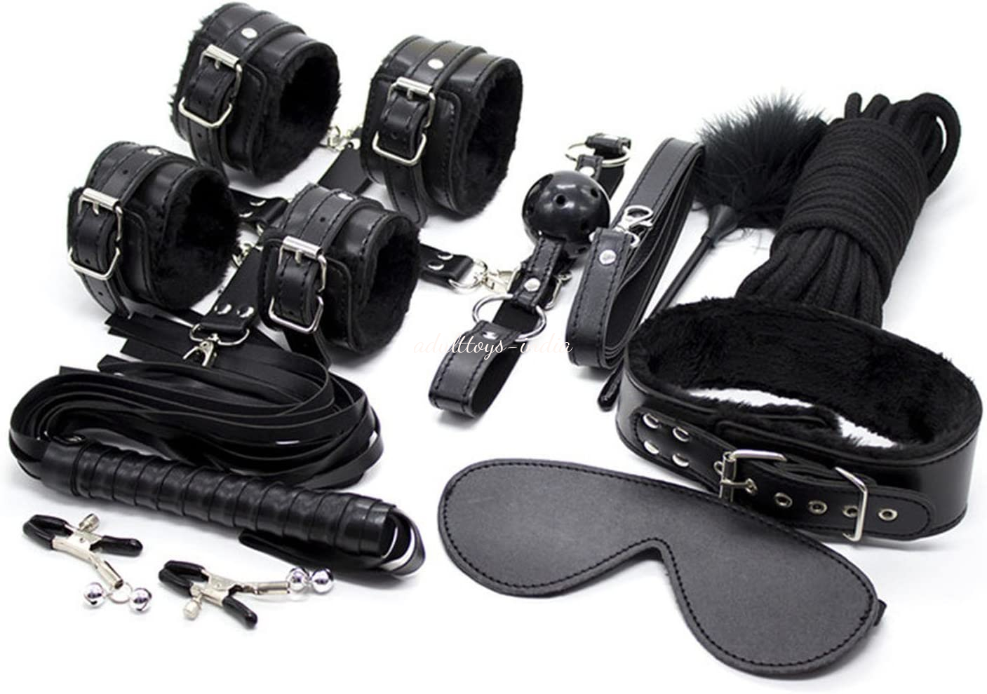 10 Pieces BDSM Sex Bondage Kit - Black - Image 2