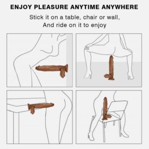 12inch Long Silicone Realistic Huge Dildo Cock Suction Cup Women Sex Toys -Brown