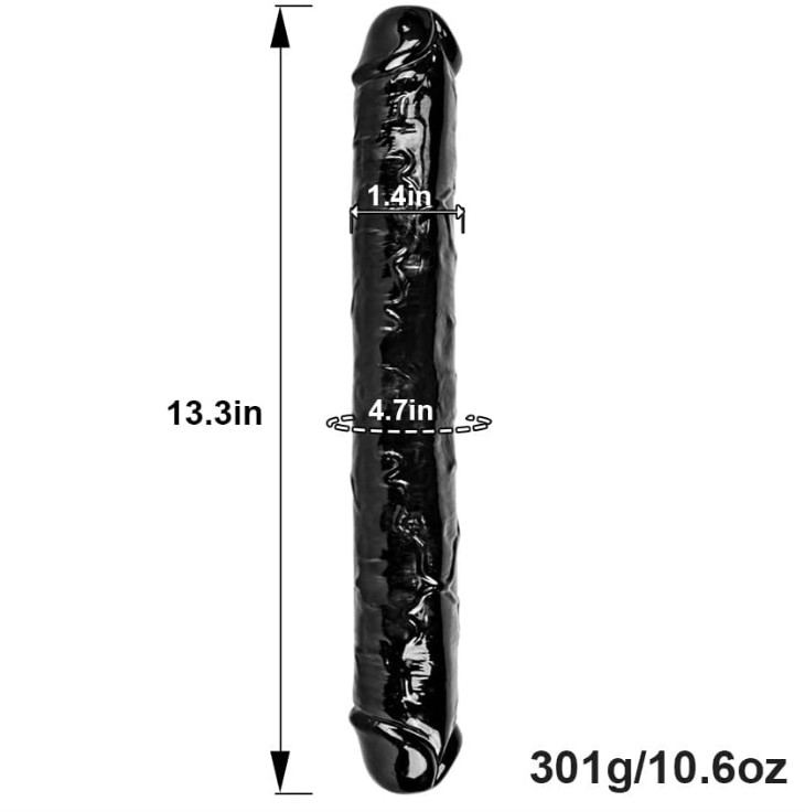14 Inches Double Headed Realistic Jelly Silicone Dildo -Black - Image 6