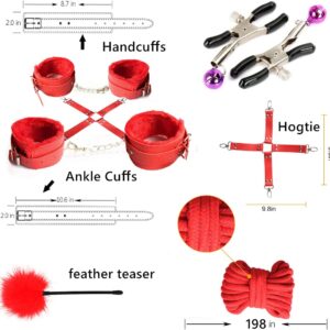 15 Pieces Set for Beginners BDSM Restraints Red