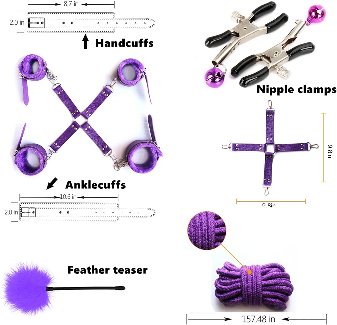 BDSM Restraints Adult Toys For 15 Pcs Couples Bondage Kit - Image 4