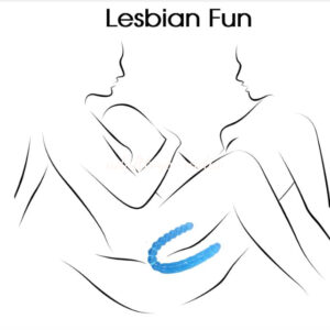45cm Blue Realistic U-shaped Double Ended Lesbian Penis and Anal Beads Dildo