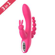 1st Grade Silicone 3 In 1 Rabbit G Spot Vibrators India -Rose Red