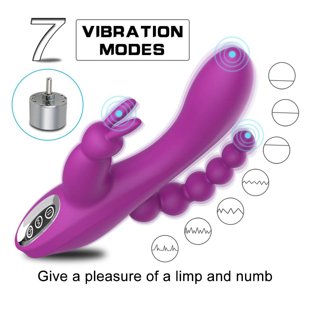 1st Quality 3 in 1 Rabbit Vibrator India - Purple - Image 3