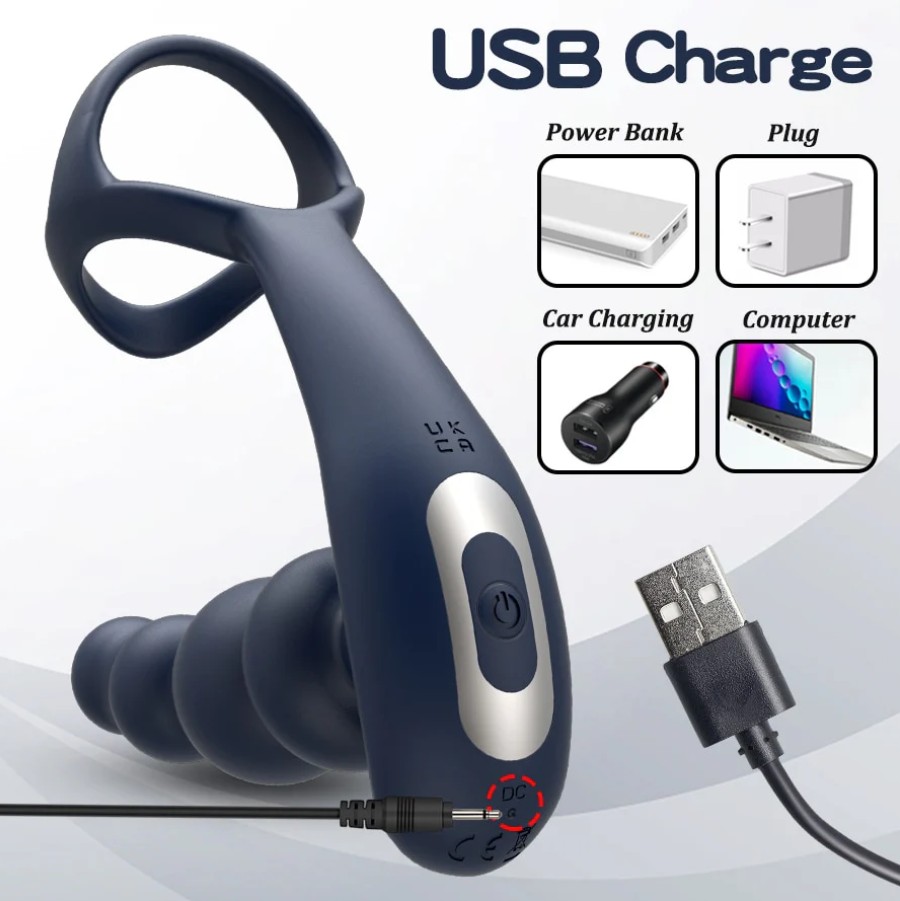 360 degree Rotation Black Silicone Butt Plug Prostate Massager Powerful Dual Motor Vibrator wireless Remote Control - Image 9