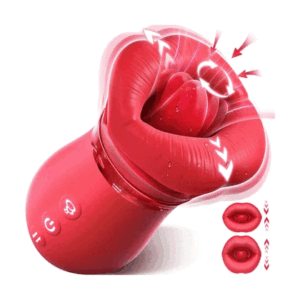 1 IN 4 Mouth Moving Tongue Licking and 1 Manual Sucking Clit Nipple G Spot Red Vibrators