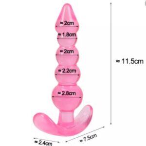 Soft Silicone 5 Beaded Clitoral G Spot Anal Butt Plug | Pink