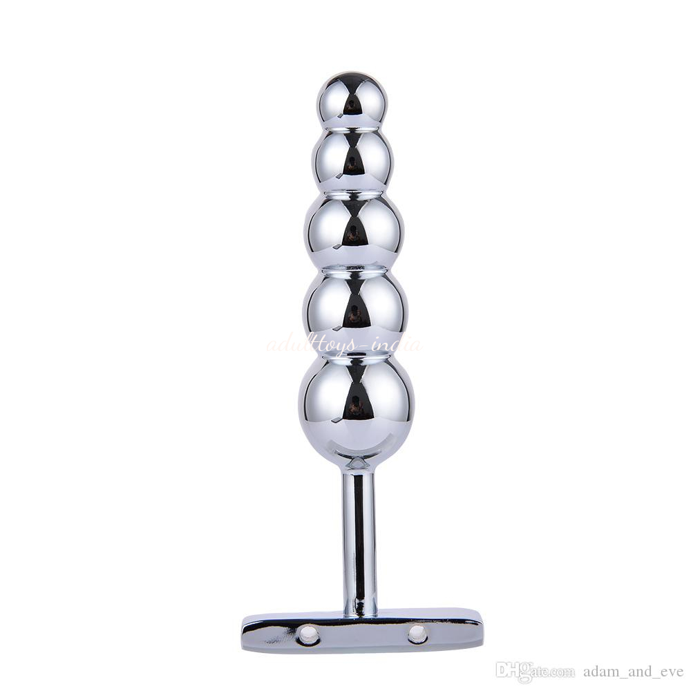5 Bead Extra Large Metal Anal Butt Plug - Image 3