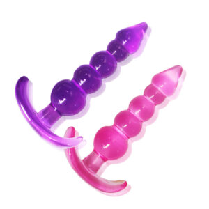 2 Pieces Combo Pink Purple 5 Beaded Anal Butt Plug