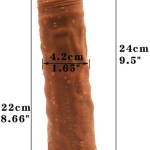 9.5 Inch Big FAAK Premium Liquid Silicone Dual Density Dildo | Choco Brown