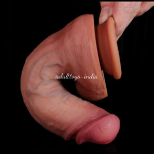 8.07 Inches Liquid silicone Super Big Extra Large Thick Fat Cock with Balls with Strong Suction Cup