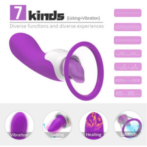 3 In 1 Automatic Licking And Sucking Pussy Pump Adult Toy 7 Vibration+Heating Purple
