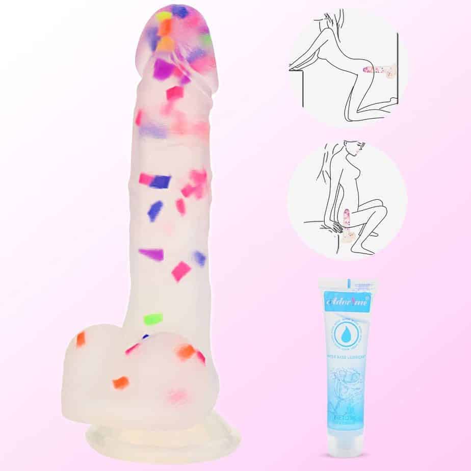 Confetti Colour White Jelly Soft Dildo For Women - Image 4