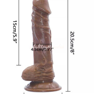 8 inches Solid strap on dildo -Chocolate Brown / No Vibration
