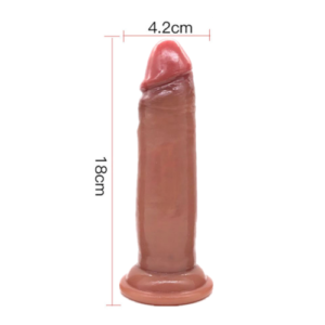 18cm Realistic Silicone Sliding Foreskin Dildo Penis Strong Suction Cup Sex Toys for Woman