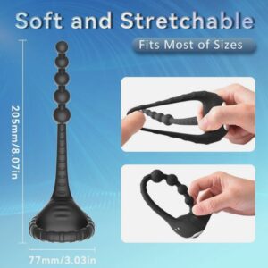 Premium Vibrating Ring Prostate Massager 10 Frequencies Wireless Remote Locking Black Anal Bead Design