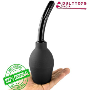 Anal Vagina Silicone Doll Enema Bulb with Arc Shape in Black