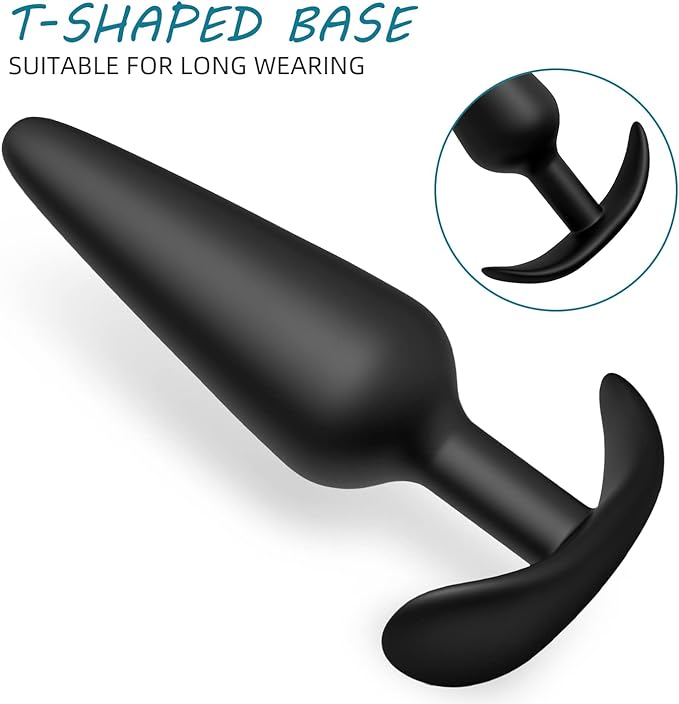 Black Silicone Slim Anchor Butt Plug -Medium - Image 3