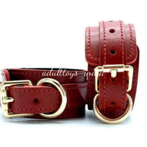 Hand Made 7 Piece Bondage Set Leather BDSM Restraints for Submissive-Tango Red