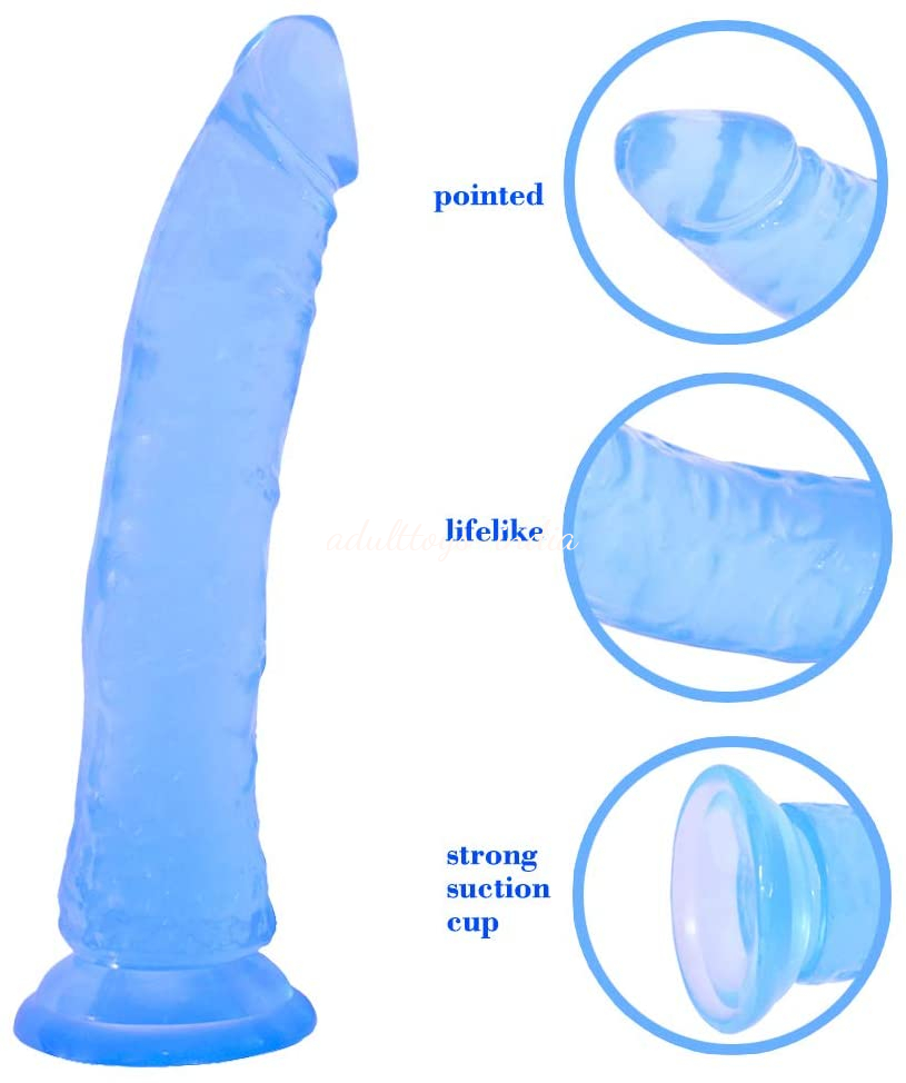 Blue Jelly Realistic Big Penis No Testicle With Suction Cup - Image 2