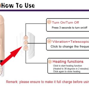 Automatic Up Down Telescopic Stretching Heating Vibrating Thrusting and rotating Dildo