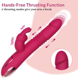12 Vibrating Automatic Up Down Thursting Rabbit Vibrator -Red