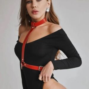 RED Fashion Harness Choker Belt BDSM Bondage