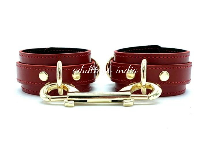 Hand Made 7 Piece Bondage Set Leather BDSM Restraints for Submissive-Tango Red - Image 4