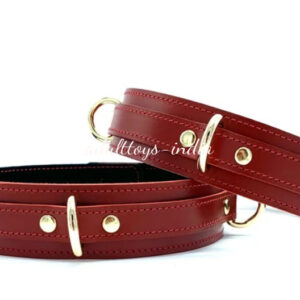 Hand Made 7 Piece Bondage Set Leather BDSM Restraints for Submissive-Tango Red