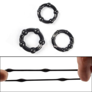 Silicone Delay Ejaculation Sex Toy Black Beaded Cock Ring For Men
