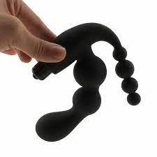 Anal Vagina Black Double Thrust Beaded Vibrator Anal Butt Plug