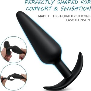 Black Silicone Slim Anchor Butt Plug -Medium