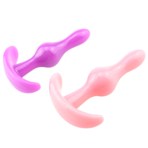 2 Pieces Combo Beginners Anal Butt Plug Pink Purple