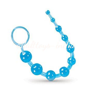 Blue 12″ Soft Long Anal Beads With Pull Ring Ball G Spot Massager Beads