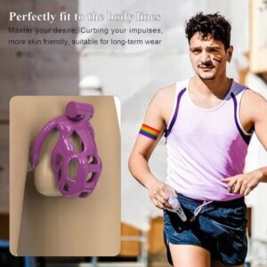 Purple Cobra Nano 3D Printed Bondage Chastity Device With Urethral Catheter with 5 Sizes Breathable Rings