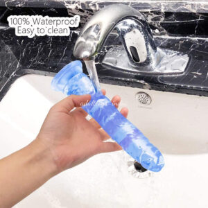 Blue Jelly Realistic Big Penis No Testicle With Suction Cup