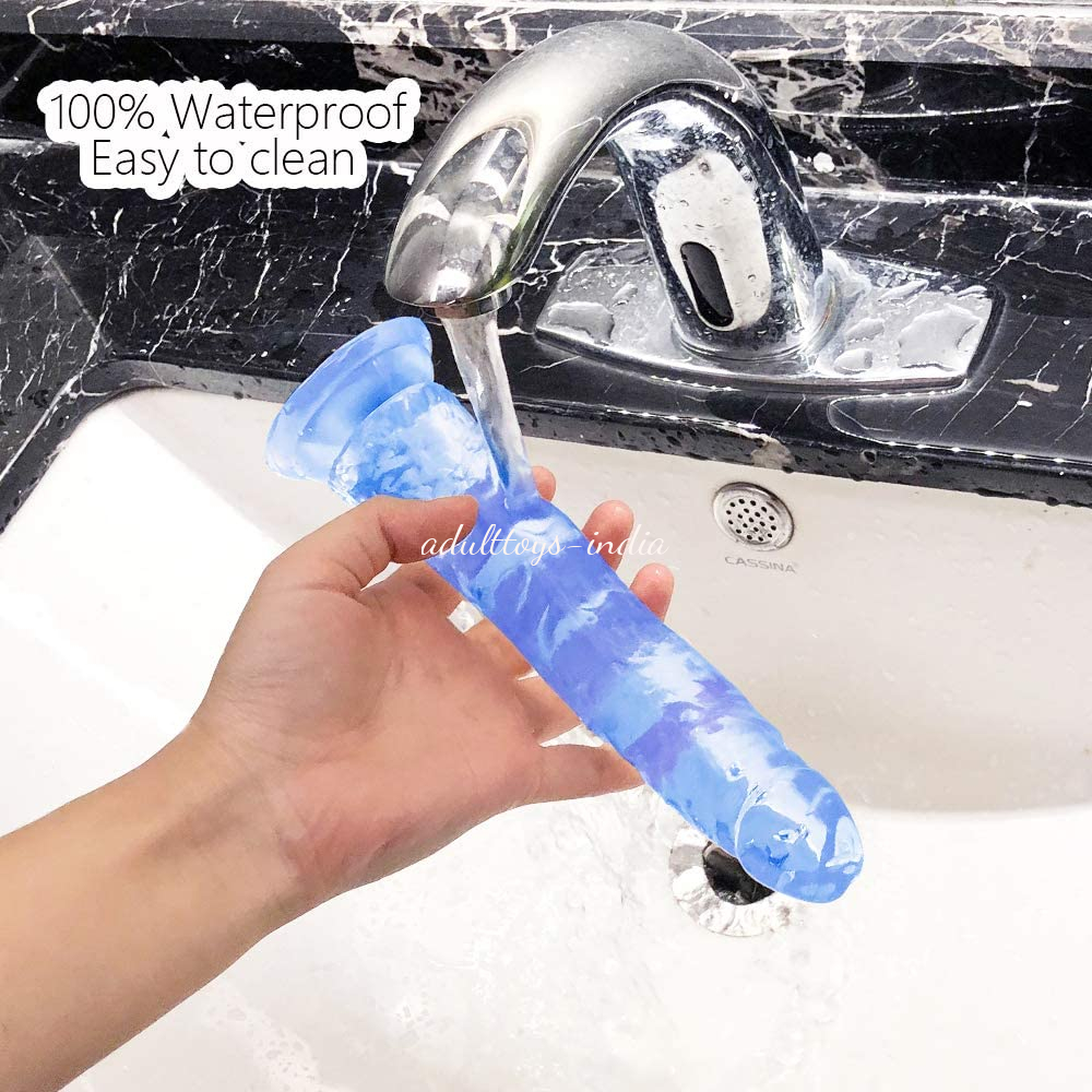 Blue Jelly Realistic Big Penis No Testicle With Suction Cup - Image 4