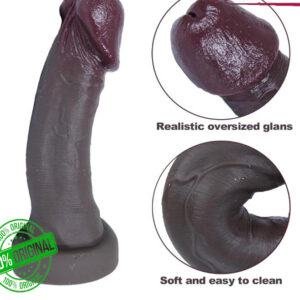 8.66 Inches Brown Big glans Mushroom Head Realistic Liquid Silicone dildos professional players