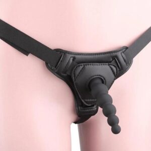 4 inches Black Anal Beaded Strap On