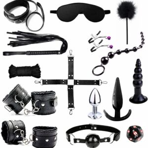 Beginners SM Adult Game BDSM Restraints Sex Toys 15 Pcs Bondage Kit Black