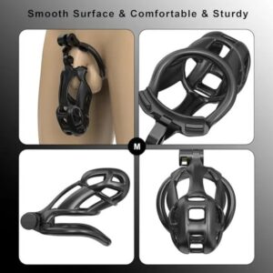 Black Cobra Small 3D Printed Bondage Chastity Kit With Urethral with 5 Sizes Breathable Rings