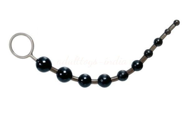 Black 12″ Soft Long Anal Beads With Pull Ring Ball G Spot Massager Beads - Image 3