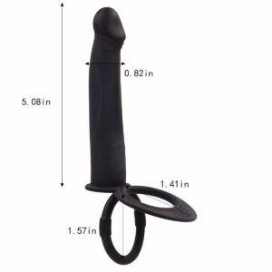 Black Dildo Vibration With Ring Double Penetration Strapon Anal Dildo For Men