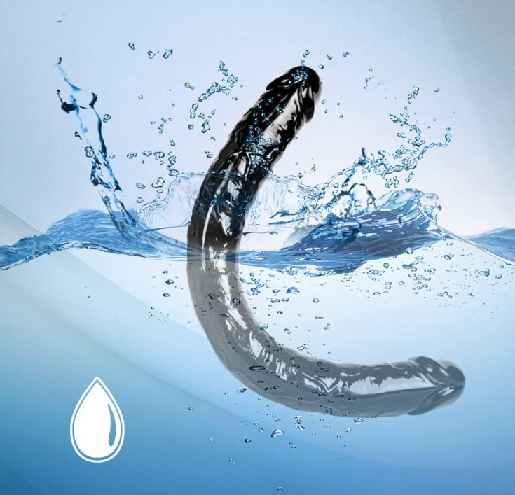 14 Inches Double Headed Realistic Jelly Silicone Dildo -Black - Image 3