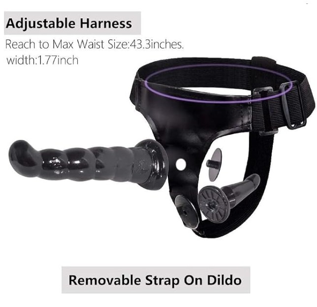 Wearable Double Penis Dildo Strap On Harness Lesbian Gay Black Colour Special Edition - Image 7